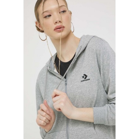 CONVERSE GO-TO EMBROIDERED STAR CHEVRON ZIP HOODIE-Grey